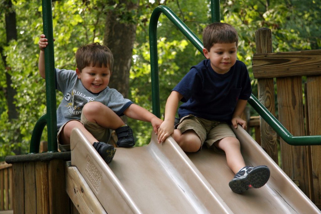 Boys on slide